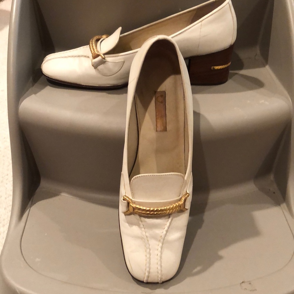 Gucci vintage 1980 leather horse bit heeled loafer